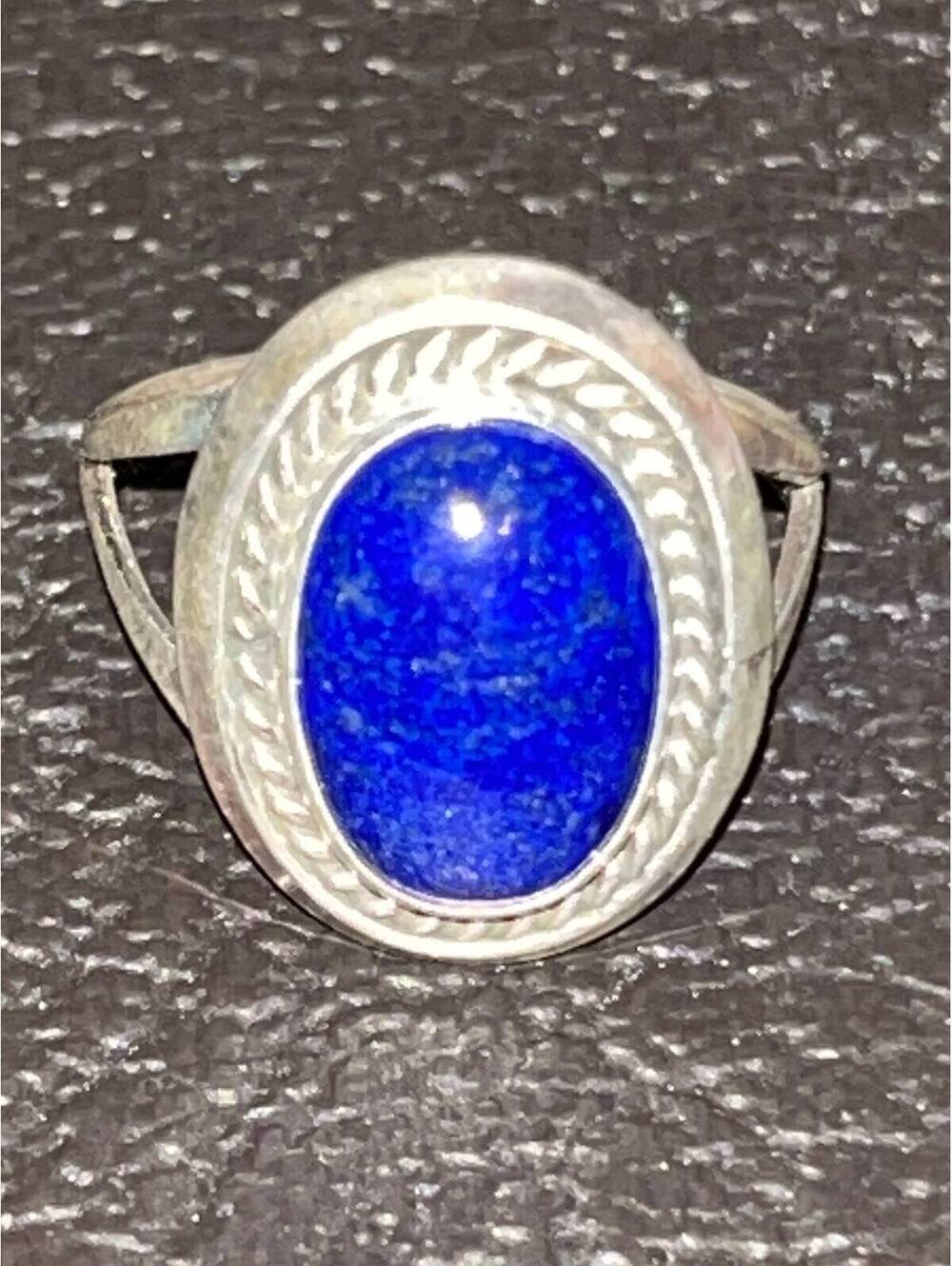 Navajo handmade lapis sterling silver cluster ring size 9